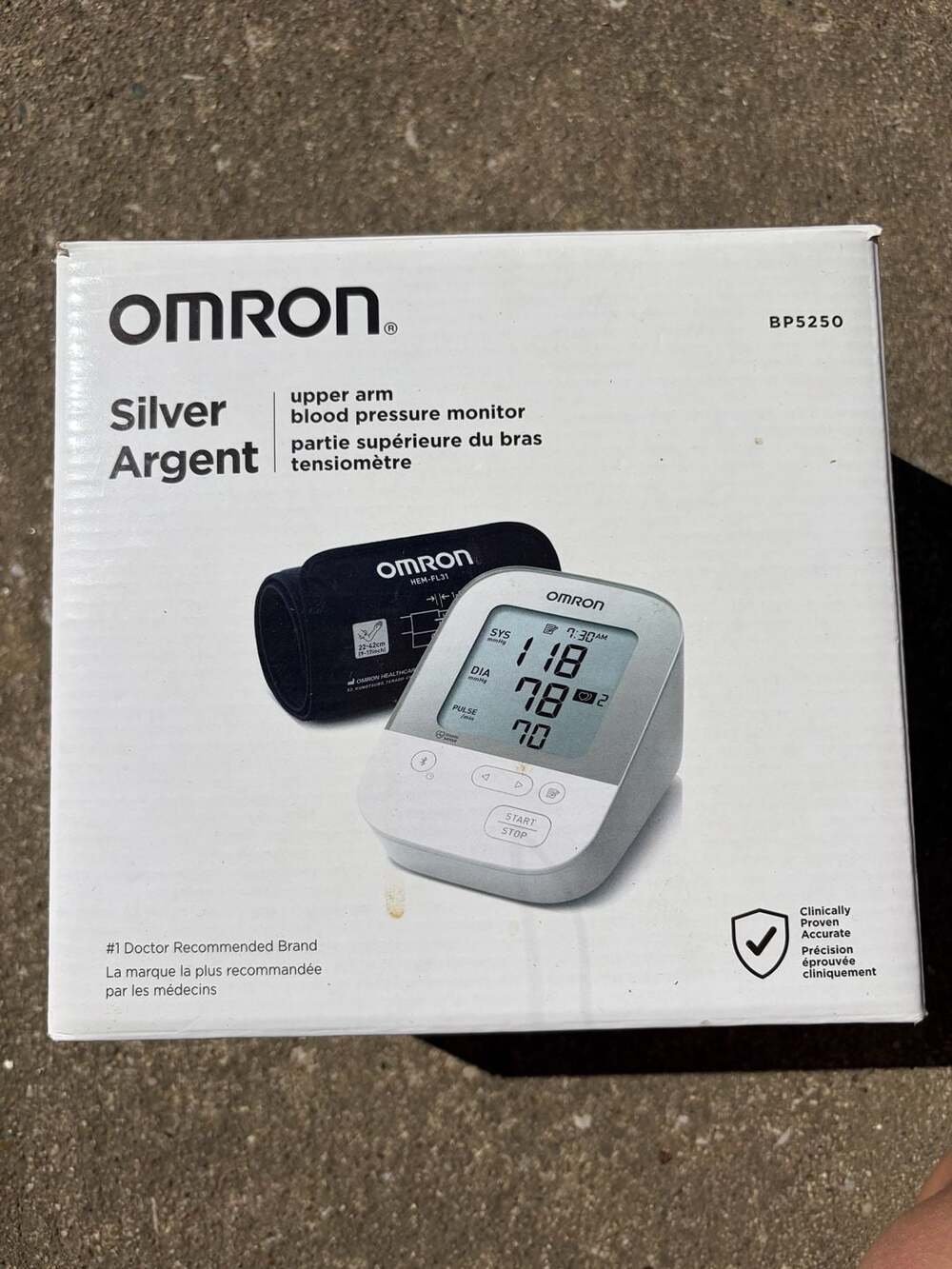Omron Silver Upper Arm Blood Pressure Monitor BP5250